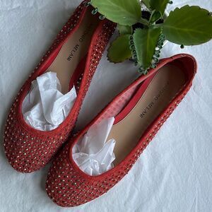 Antonio Melani Coral Suede Jeweled Ballet Flats 8.5 Slip On Bedazzled